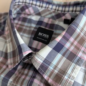 🇩🇪BOSS Pink and Blue Casual Button Down Shirt